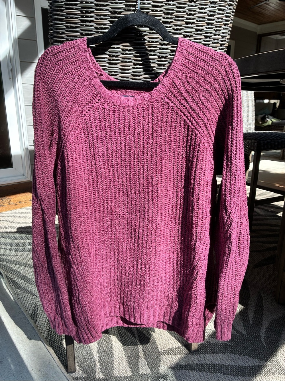 American Eagle Outfitters Raspberry Pink Knit Scoop Neck Sweater